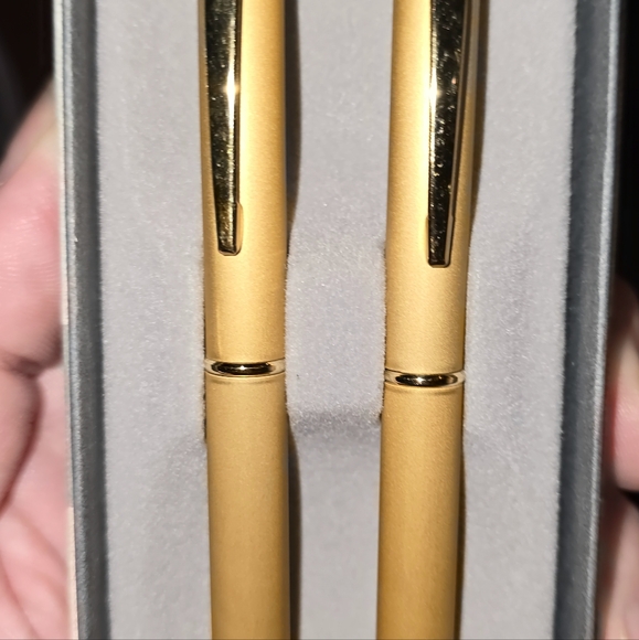 Garland AFSCME Gold Tone & Chrome Bubble Top Pen & Pencil Set with Box - Picture 2 of 7